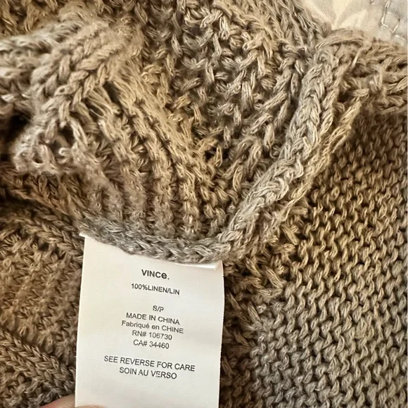Vince 100% Linen Knit Pullover Crew Neck Sweater - Picture 5 of 6